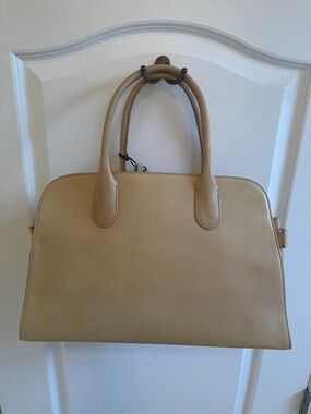 Classic Beige Leather Margot Tote Handbag